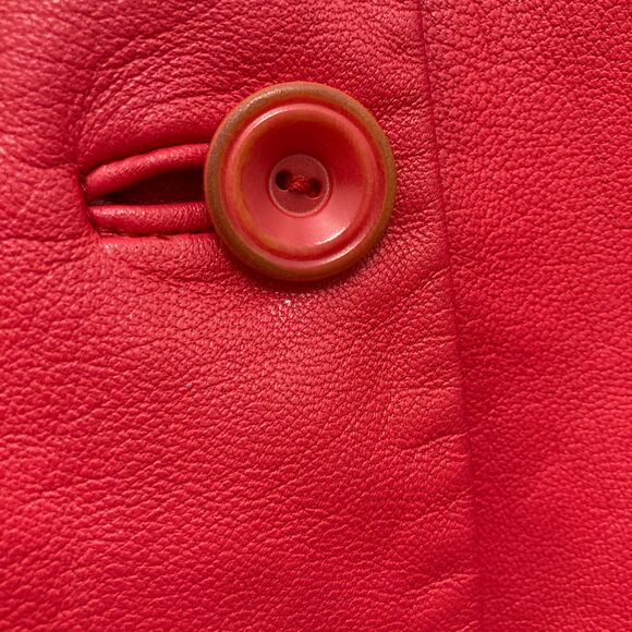 Dana Buchman Blazer Size 4 Genuine Lambskin Leather Red Button Front - Picture 7 of 15